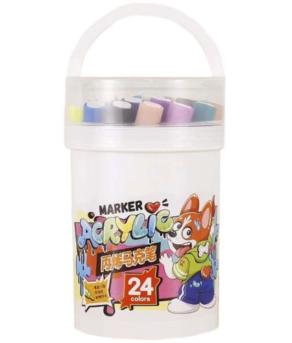 Професійний набір скетч маркерів Creative Acrylic Marker 24 шт для малювання у відрі, акрилові маркери фломастери лінери AND635 - 24 кольори