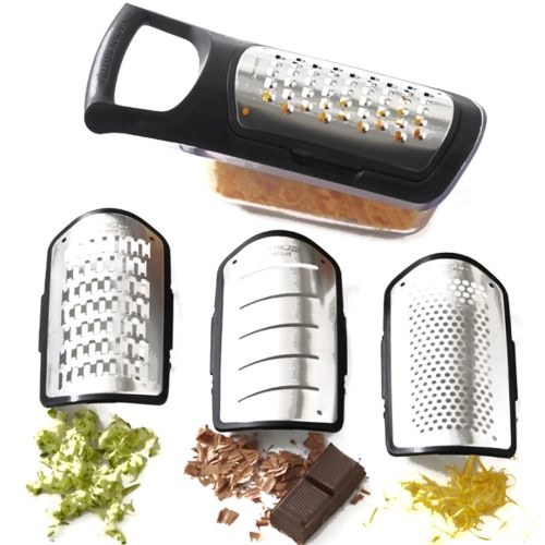 Набір терок Soft Touch Container Grater Set 4 в 1 Ручна овочерізка, мультислайсер для нарізки овочів і фруктів зі змінними насадками і контейнером