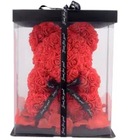 Маленький ведмедик з штучних 3D троянд Teddy Bear de Luxe 25 см Red, Червоний ведмідь Тедді