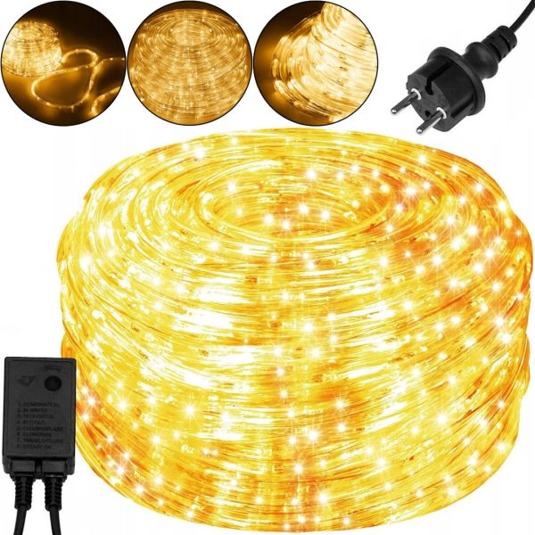 Вулична гнучка гірлянда Дюралайт Springos Rope Lights SF-20 240 ламп 10 м Теплий білий Світлодіодна вологостійка LED гірлянда з контролером CL1200