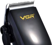 Проводная машинка для стрижки волос VGR V-128 7W профессиональный триммер для окантовки бороды и усов от сети со сменными насадками и ножницами 