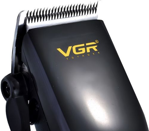 Проводная машинка для стрижки волос VGR V-128 7W профессиональный триммер для окантовки бороды и усов от сети со сменными насадками и ножницами 