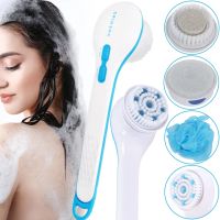 Масажна щітка Spin Spa 5 в 1 для вмивання і чищення обличчя і тіла, електричний масажер для душу, ванни, щітка-масажер зі змінними насадками Білий