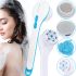 Массажная щетка Spin Spa 5 в 1 для умывания и чистки лица и тела, электрический массажер для душа, ванной, щетка-массажер со сменными насадками Белый