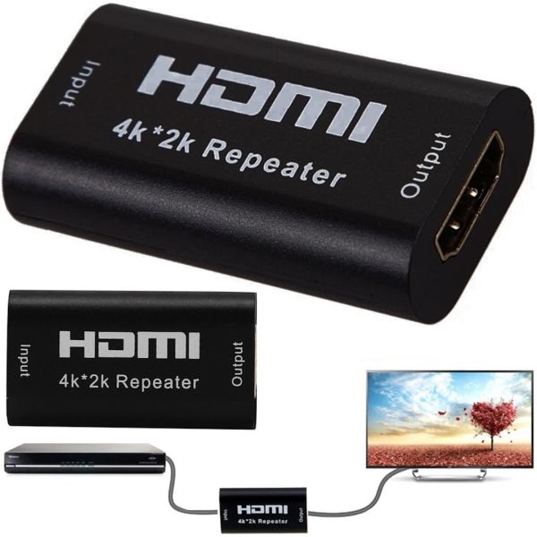 Конвертер HDMI Repeater 4k повторювач, Підсилювач відеосигналу до 40 метрів, автономний Репітер ретранслятор HDMI-HDMI подовжувач для пристроїв
