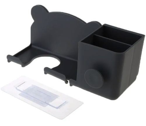 Настінний тримач полку Storage Shelf QJ-996 для фена і штекера з відсіком для зберігання ванного приладдя, Органайзер у ванну на липучці