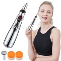 Акупунктурний масажер у формі ручки Massager Pen DF-618, прилад для точкового масажу всього тіла Сірий, електронна акупунктурна ручка для обличчя