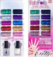 Набір для манікюру і педикюру Fab Foils 13 в 1 комплект перекладної фольги 10 рулонів, Декоративні Слайдери з лаком для дизайну і декору нігтів