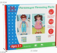 Развивающий конструктор Personages Threading Plate MZM15 38 деталей с изображением персонажей из дерева, Головоломка создания персонажа для детей