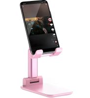 Настільна підставка тримач з дзеркалом Folding desktop phone stand PD-C06 для телефону планшета, складаний трансформер для смартфона AND196 Рожевий