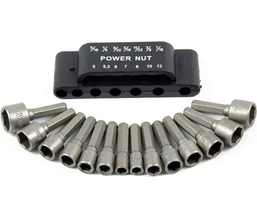 Набір торцевих шестигранних головок Power Nut Driver 14pcs комплект швидкозмінних насадок з тримачем для зберігання, посилені біти для шуруповерта