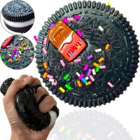 Силіконова іграшка антистрес сквіш Печиво Oreo Pinch Family 6 см з ворсинками для рук, Дитяча м'ялка у вигляді печива Таба Орео Squishy для дітей