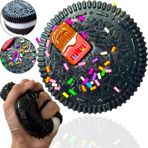 Силіконова іграшка антистрес сквіш Печиво Oreo Pinch Family 10,5 см з ворсинками для рук Дитяча м'ялка у вигляді печива Таба Орео Squishy для дітей