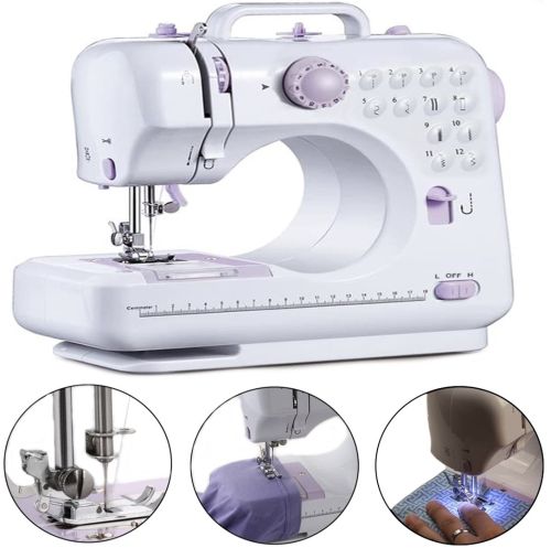 Многофункциональная автоматическая швейная машинка SEWING MACHINE FHSM-505 12 в 1, Мини-швейная машина с оверлоком 12 функций 2 режима Белая