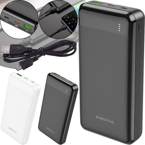 Зовнішній акумулятор повербанк Power Bank Borofone Bj19a 20000mAh PD20W + QC3.0 з швидкою зарядкою, портативний зарядний пристрій батарея 2 виходи