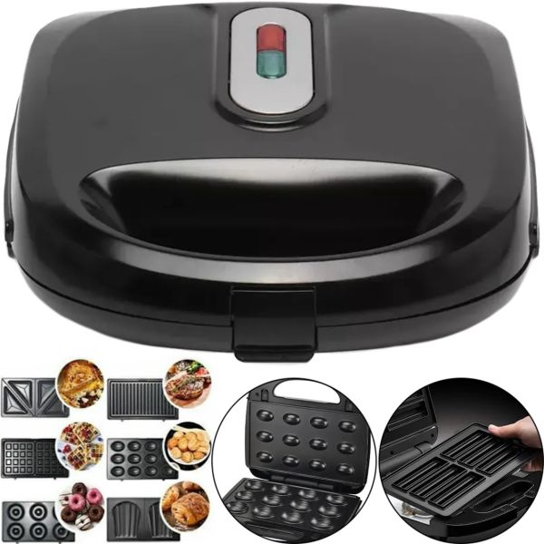 Електрична сэндвичница, бутербродниця Sandwich Maker Opera OP-909 2500W з 6 знімними формами гриль, вафельниця, Горішниця з антипригарним покриттям