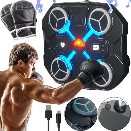 Настенный музыкальный тренажер для бокса Music Boxing Machine CD18 с RGB подсветкой и перчатками, Настенная боксерская мишень с музыкой для детей