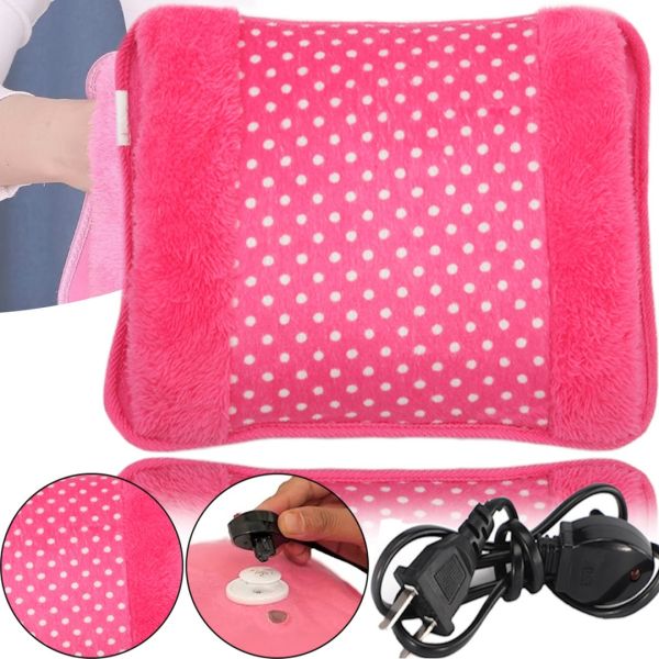 Електрична водяна грілка Hot Water Bag HD-03 для зігрівання рук 500W Плюшева м'яка муфта електрогрілка з підігрівом 34х24 см від мережі рожева