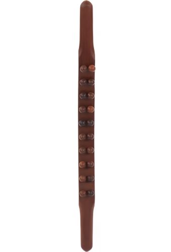 Дерев'яний масажер для тіла Wood Therapy Massage XL-900 ручний акупунктурний валик, скребок Гуаша для зняття болю в м'язах 20 масажних точок 58 см