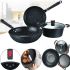 Кухонний набір посуду Longziwei WOK HH23 - 005 2 сковорідки і казанок для приготування їжі 3в1, Казан і сковорода з антипригарним покриттям MAG-782