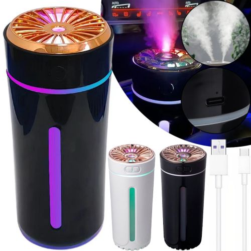 Бездротовий автомобільний зволожувач повітря Aroma Humidiifer H20 з RGB підсвічуванням, акумуляторний аромадифузор USB HP227 в авто і для дому