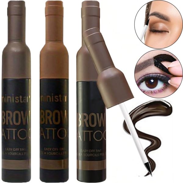 Водостійка фарба тінт Ministar Brow Tattoo Grey Brown Сіро коричневий з тату ефектом для підкреслення брів, Маркер гель #103 10 мл