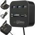 Розгалужувач USB Hub Combo C329 7в1 MicroSD MS M2 MMC, Концентратор хаб картрідер 3 юсб порти до 480 Мбіт/с для комп'ютера і ноутбука Чорний