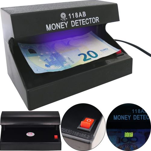 Ультрафиолетовый автоматический детектор валют Money Detector AD-118AB AC-220v, УФ лампа для быстро проверки денег купюр работающий от сети Черный
