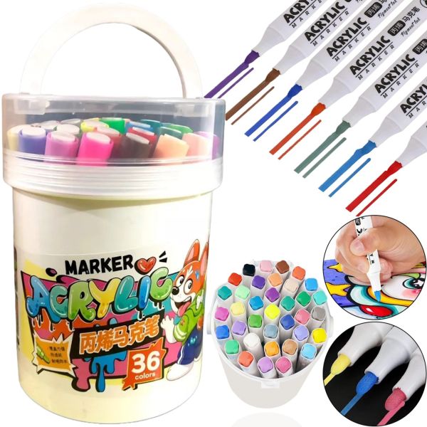 Професійний набір скетч маркерів Creative Acrylic Marker 36 шт для малювання у відрі, акрилові маркери фломастери лінери AND635 - 36 кольорів