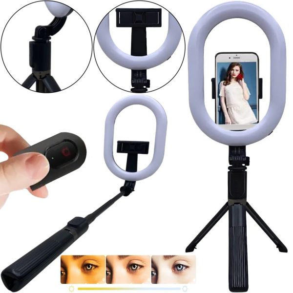 Телескопічна селфи палиця тринога Selfie Stick A8 з кільцевої LED лампою для селфи, Монопод 100 см з підсвічуванням з тримачем для телефону і пультом