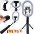Телескопічна селфи палиця тринога Selfie Stick A8 з кільцевої LED лампою для селфи, Монопод 100 см з підсвічуванням з тримачем для телефону і пультом