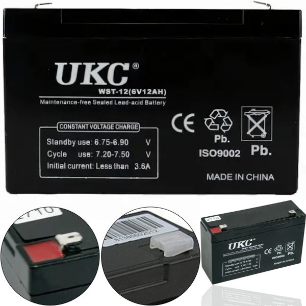 Герметичний акумулятор BATTERY UKC 6V 12A свинцево кислотна акумуляторна батарея