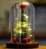 Новогодняя елка в стеклянной колбе 15 см Christmas Light с LED гирляндой и шарами, настольный декоративный рождественский ночник на батарейках