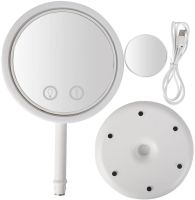 Кругле сенсорне дзеркало для макіяжу з вентилятором Beauty Breeze Mirror CM-062 настільне акумуляторне дзеркало з підсвічуванням і збільшенням біле
