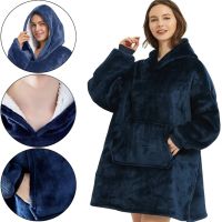 Толстовка-плед з капюшоном Huggle Hoodie Ultra Plush Blanket 2в1 унісекс оверсайз толстовка худі плюшевий плед з рукавами на флісі 74х110 см синя