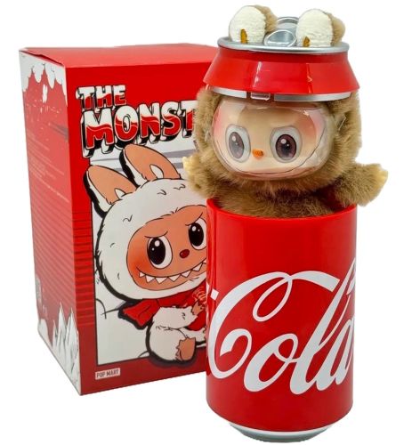 Дитяча плюшева іграшка The Monsters Labubu Coca Cola 15 см, М'яка колекційна фігурка сюрприз Лабубу в банці Кока кола для дітей