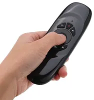 Беспроводная аэромышь C120 RuS с клавиатурой Air mouse с гироскопом, Универсальный USB пульт русская раскладка мини клавиатура на батарейках Черная