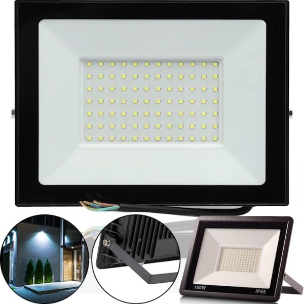 Светодиодный уличный прожектор 100W LED Flood Light Series 2 UKC FL-100 с монтажным креплением на кронштейн, Дневной фонарь 100 Вт IP66 6400К для улицы от сети
