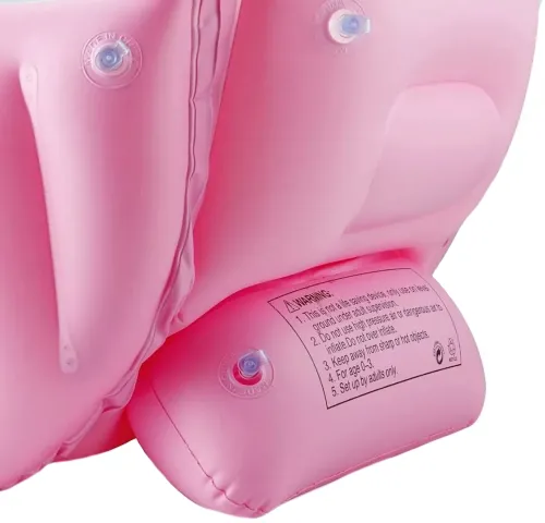 Надувна дитяча ванна для купання Intime Baby Bath Tub JS033 — протиковзка ванночка з подушкою, зливом і насосом для малюків, рожева YT-226A