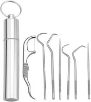 Набір для чищення зубів Dental Toothpick Set 7 в 1 портативний комплект інструментів зубочисток для догляду за порожниною рота в металевому футлярі