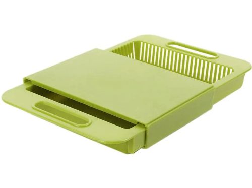Складна обробна дошка на мийку Outdoor Chopping Board 3 в 1 нековзна розкладна дошка з ємністю і друшляком для кухні 37х25 см Зелена