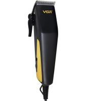 Проводная машинка для стрижки волос VGR V-128 7W профессиональный триммер для окантовки бороды и усов от сети со сменными насадками и ножницами 