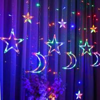 Внутрішня кольорова гірлянда завісу зірки Star Style 2.5х1 м 138 LED діодів M, Світлодіодна RGB гірлянда-завісу 12 зірок на вікно 2. 5мх1м 220V