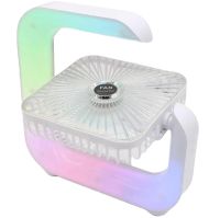 Настільний акумуляторний вентилятор Colorful Desktop Fan WY-308 з RGB підсвічуванням, Бездротовий G-подібний охолоджувач повітря нічник від USB