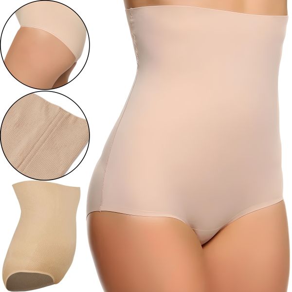 Жіночі коригувальні трусики Spanx Higher Power шорти із завищеною високою талією, стягуючі безшовні труси для стегон з високою посадкою бежеві