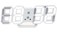 Електронні настільні 3D годинник з білою LED підсвічуванням Generic LY-1089, світлодіодні цифрові настінні годинники з будильником і датою білі