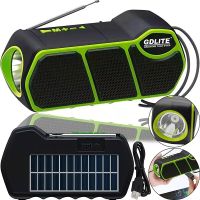 Бездротова Bluetooth колонка ліхтар Solar Gdlite GD - 11 1500 mAh з сонячною панеллю, акумуляторний радіоприймач з ліхтариком FM Power Bank Зелений