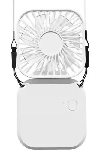 Складаний акумуляторний вентилятор Holding Fan YH-6 3 швидкості з ремінцем на шию, Бездротовий ручний охолоджувач YH6 на акумуляторі від USB Білий