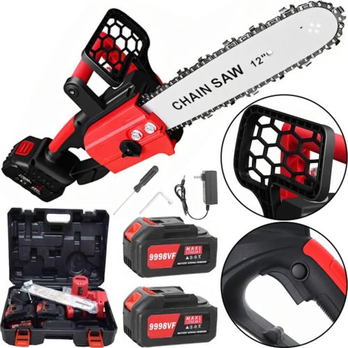 Аккумуляторная цепная пила Chain Saw THO M-9020 48V 4Ah шина 12" для обрезки веток деревьев 2 аккумулятора, Беспроводная электропила 30 см для дров
