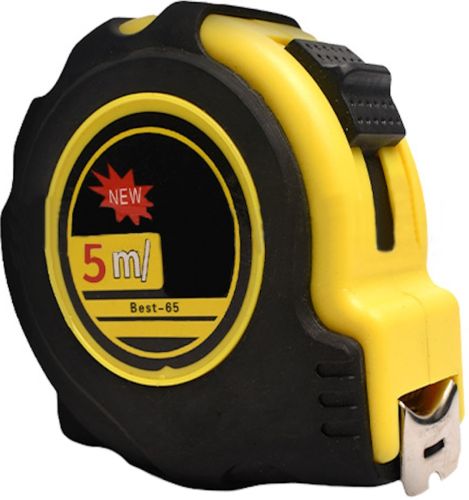 Будівельна вимірювальна рулетка Tape measure Best-65 5м х 16мм з автостопом і зачепом, Рулетка TP - 2401 для вимірювань з нейлоновим покриттям Жовта